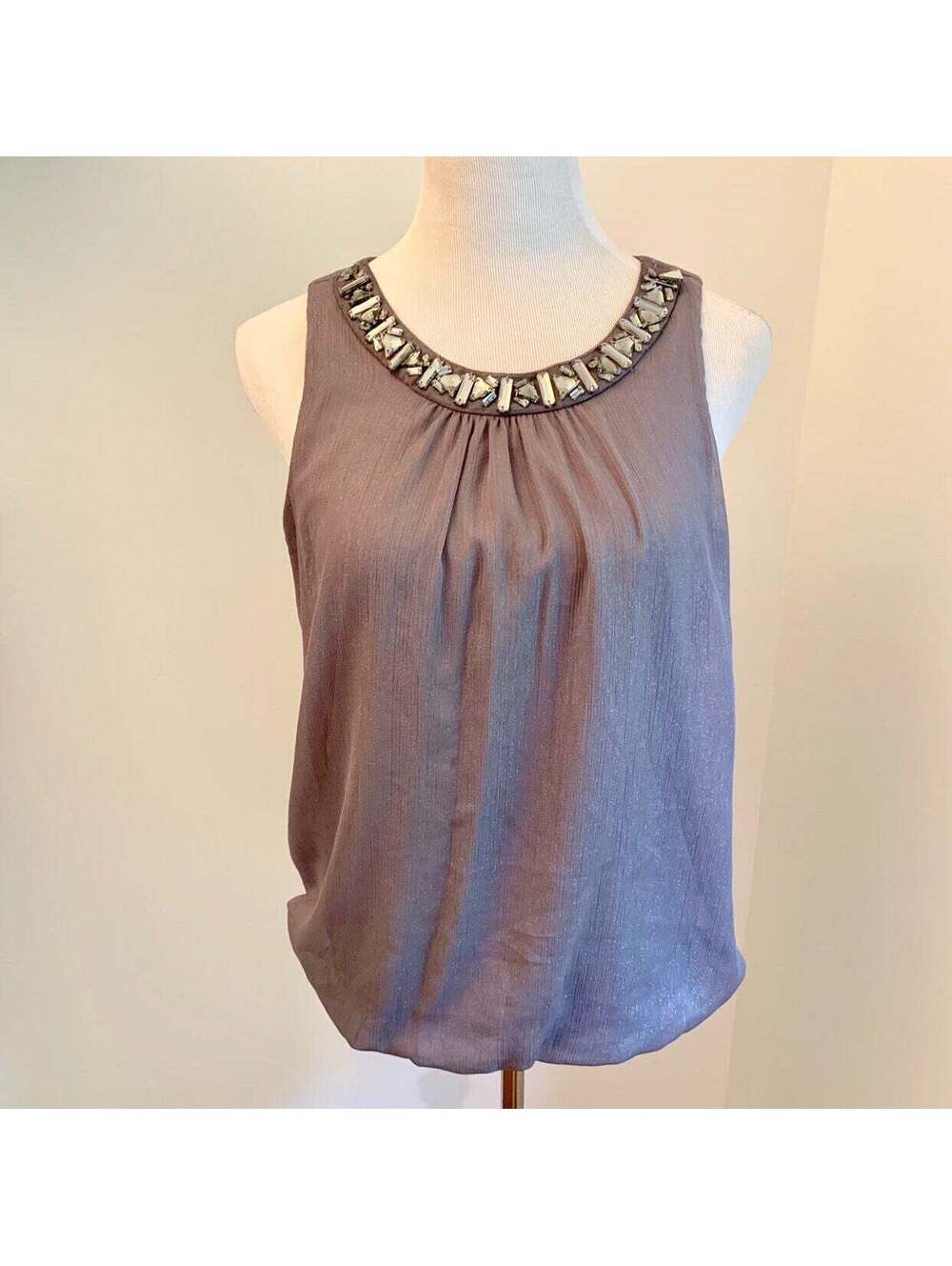 IZ Byer Gray Embellished Tank Top Sz L